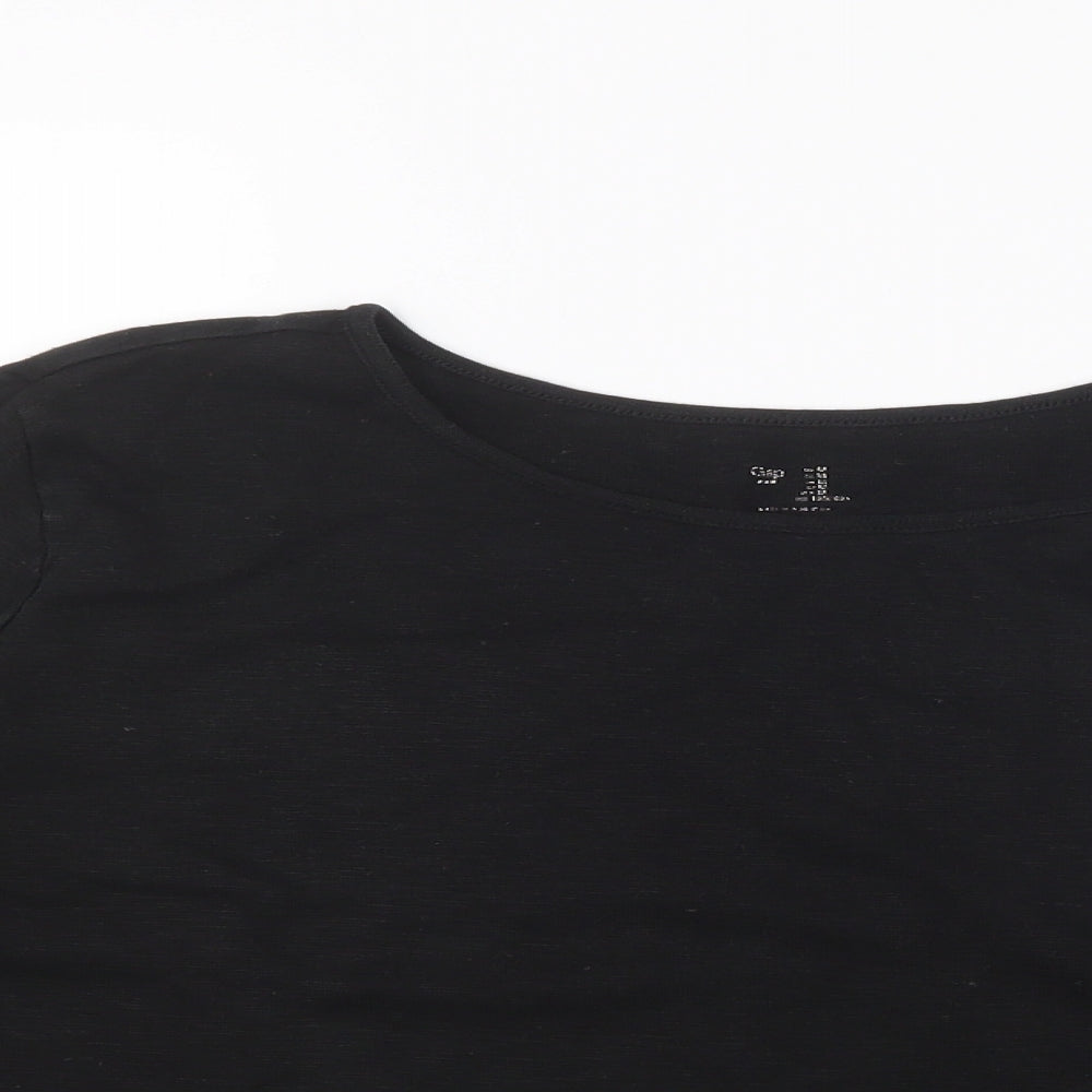 Gap Womens Black Cotton Basic Blouse Size M Round Neck