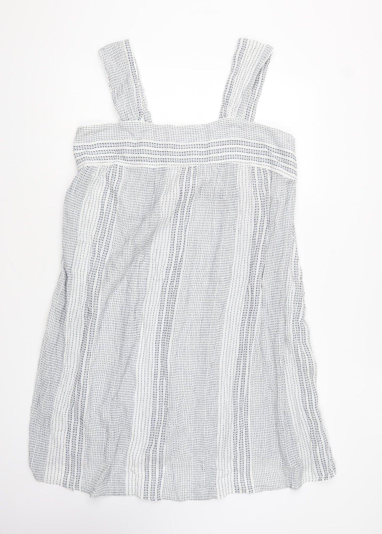 NEXT Womens Blue Geometric Cotton Shift Size 14 Square Neck Pullover