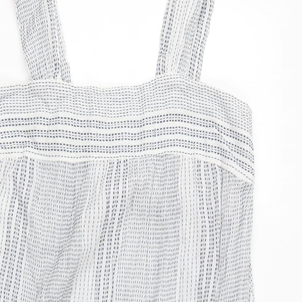 NEXT Womens Blue Geometric Cotton Shift Size 14 Square Neck Pullover