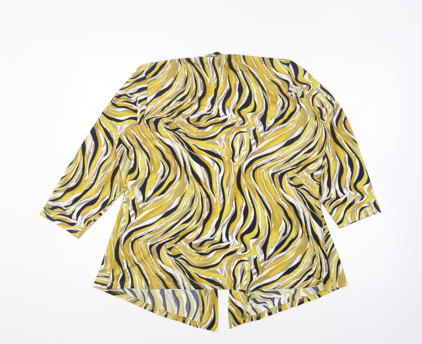 Anamor Womens Yellow Geometric Polyester Basic Blouse Size M Round Neck