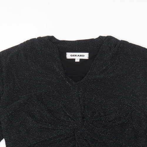 Gerard Womens Blue Polyester Basic Blouse Size 14 V-Neck