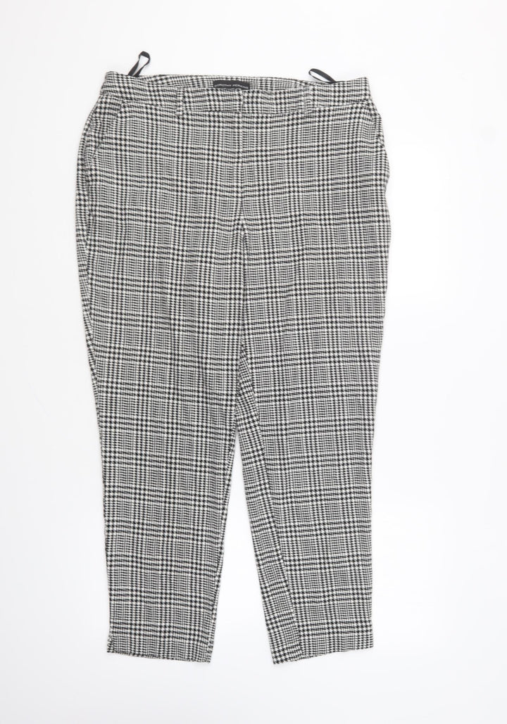 Dorothy Perkins Womens Black Geometric Polyester Trousers Size 12 L25 in Regular Button - Houndstooth