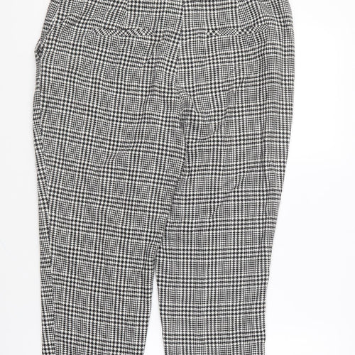 Dorothy Perkins Womens Black Geometric Polyester Trousers Size 12 L25 in Regular Button - Houndstooth
