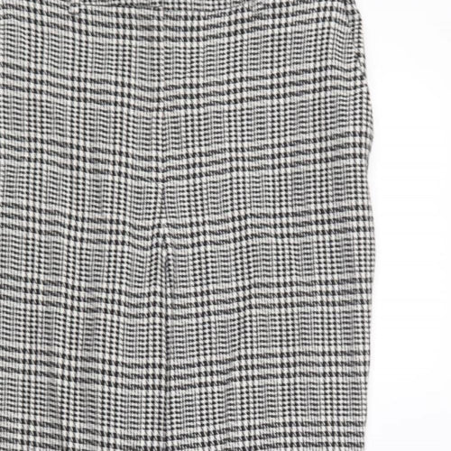Dorothy Perkins Womens Black Geometric Polyester Trousers Size 12 L25 in Regular Button - Houndstooth