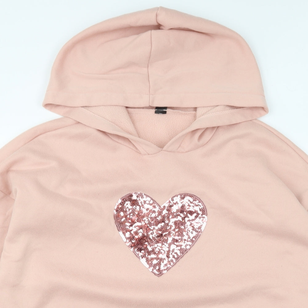SheIn Womens Pink Polyester Pullover Hoodie Size 3XL Pullover - Love Heart