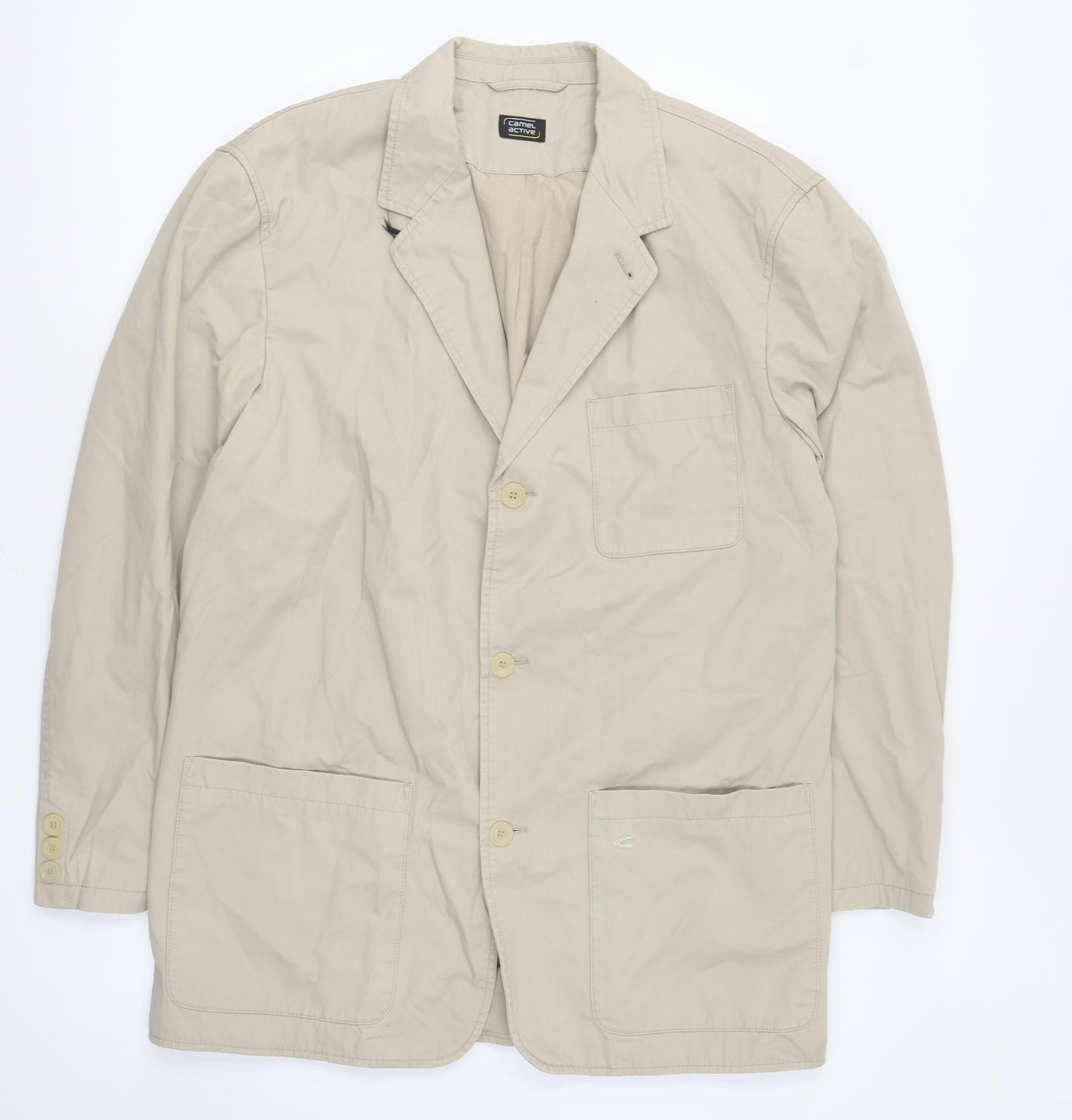 Camel Active Mens Beige Overcoat Coat Size L Button