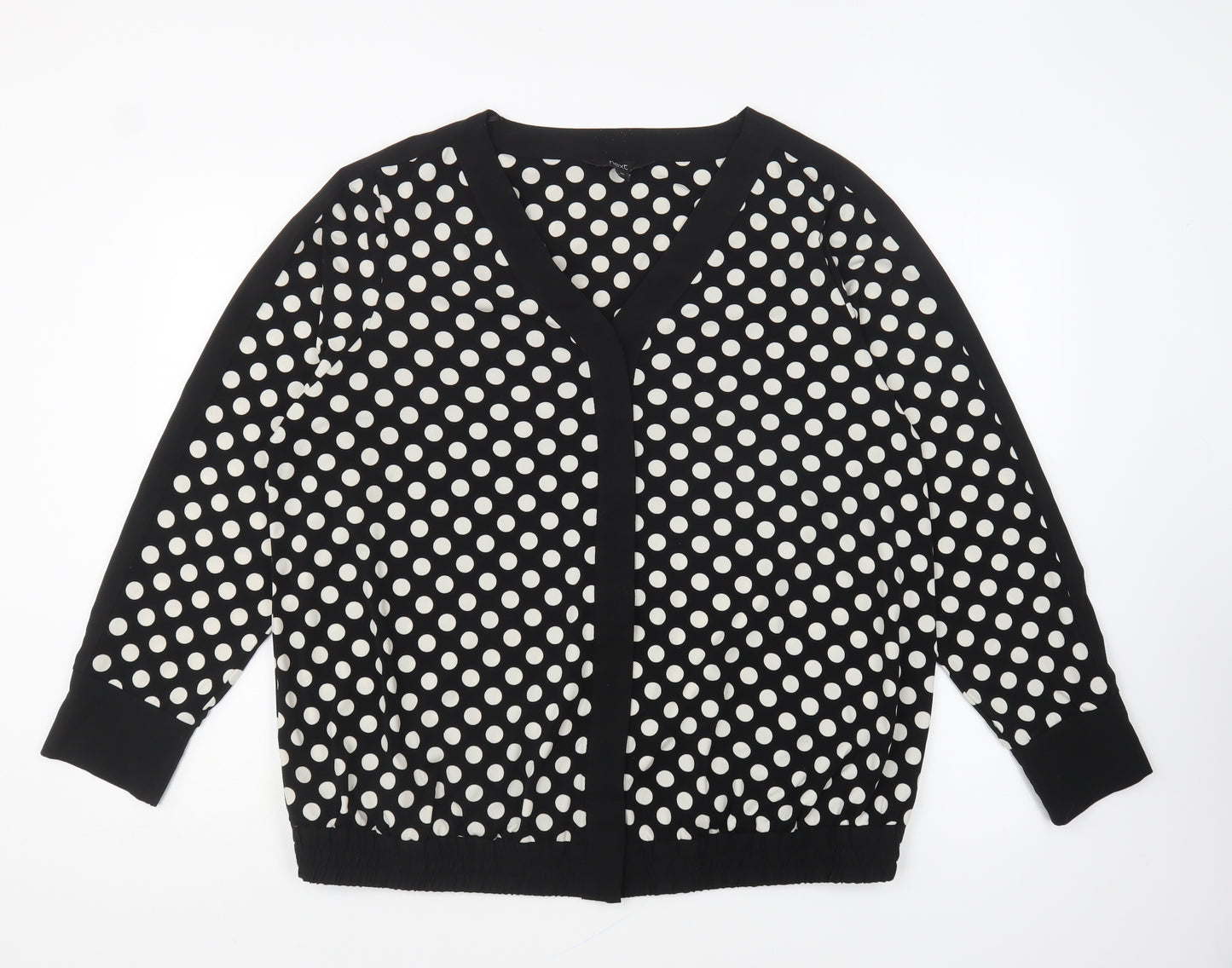 NEXT Womens Black Polka Dot Polyester Basic Blouse Size 20 V-Neck