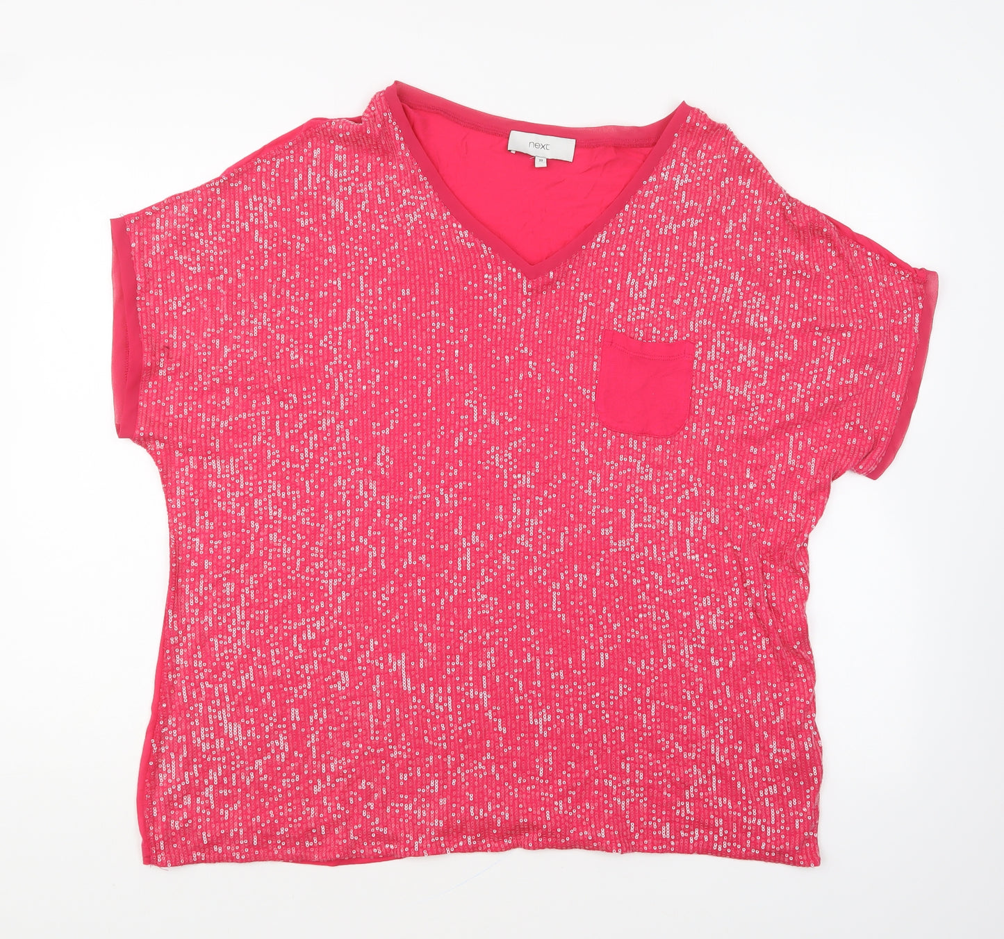 NEXT Womens Pink Viscose Basic T-Shirt Size 20 V-Neck