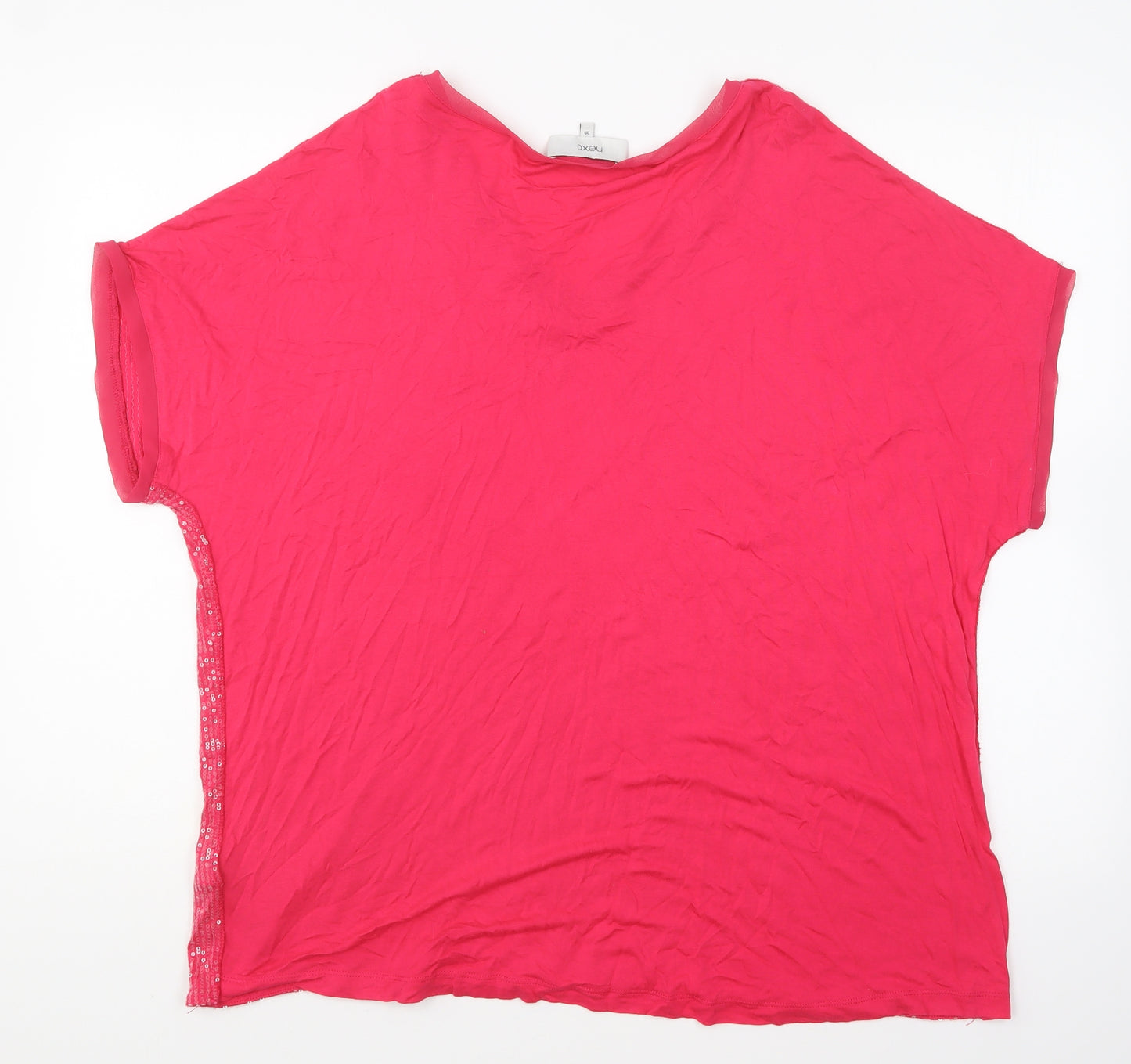 NEXT Womens Pink Viscose Basic T-Shirt Size 20 V-Neck