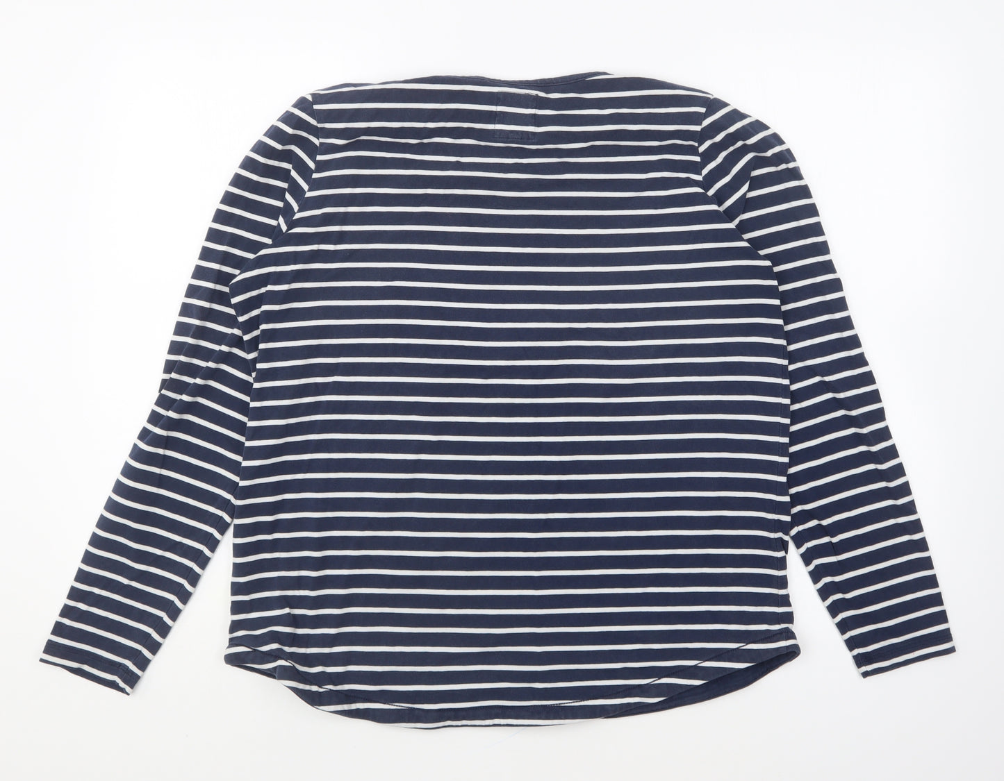 Fat Face Womens Blue Striped Cotton Basic T-Shirt Size 16 Round Neck