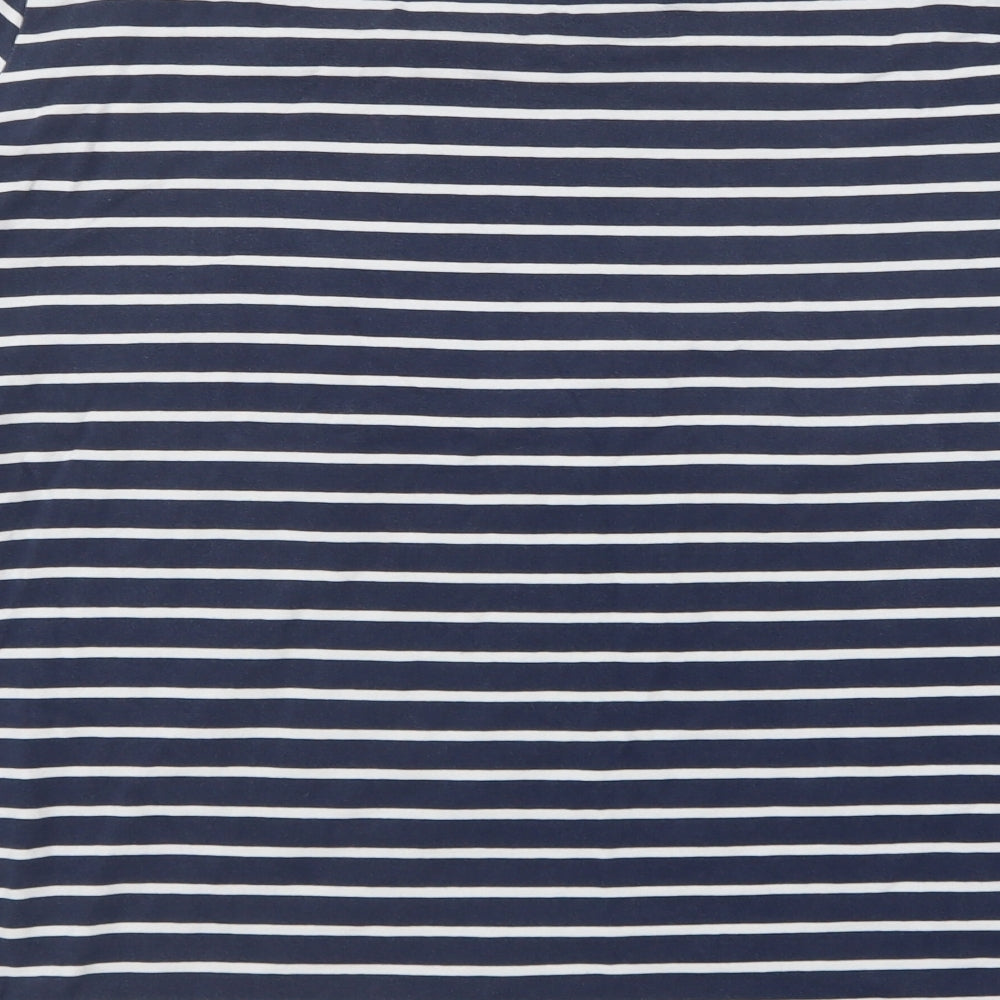 Fat Face Womens Blue Striped Cotton Basic T-Shirt Size 16 Round Neck