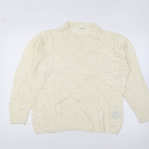 Preworn Womens Ivory High Neck Polyacrylate Fibre Pullover Jumper Size 16