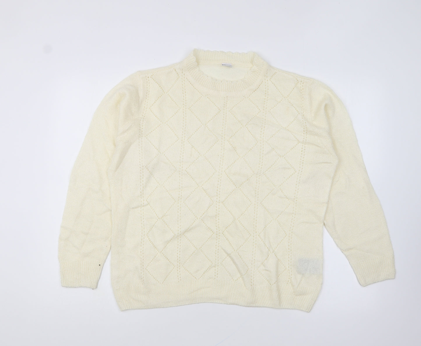 Preworn Womens Ivory High Neck Polyacrylate Fibre Pullover Jumper Size 16