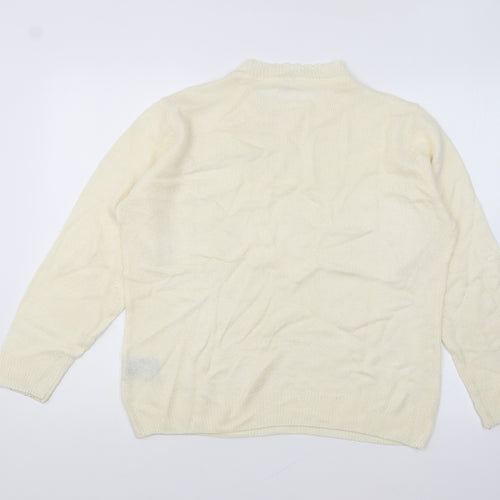 Preworn Womens Ivory High Neck Polyacrylate Fibre Pullover Jumper Size 16