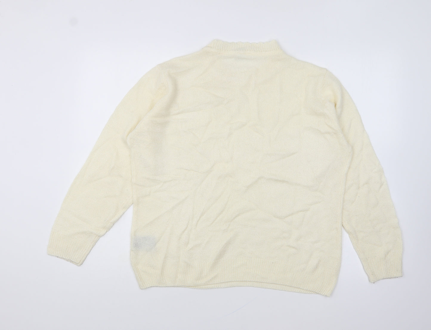 Preworn Womens Ivory High Neck Polyacrylate Fibre Pullover Jumper Size 16