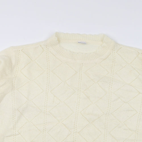 Preworn Womens Ivory High Neck Polyacrylate Fibre Pullover Jumper Size 16