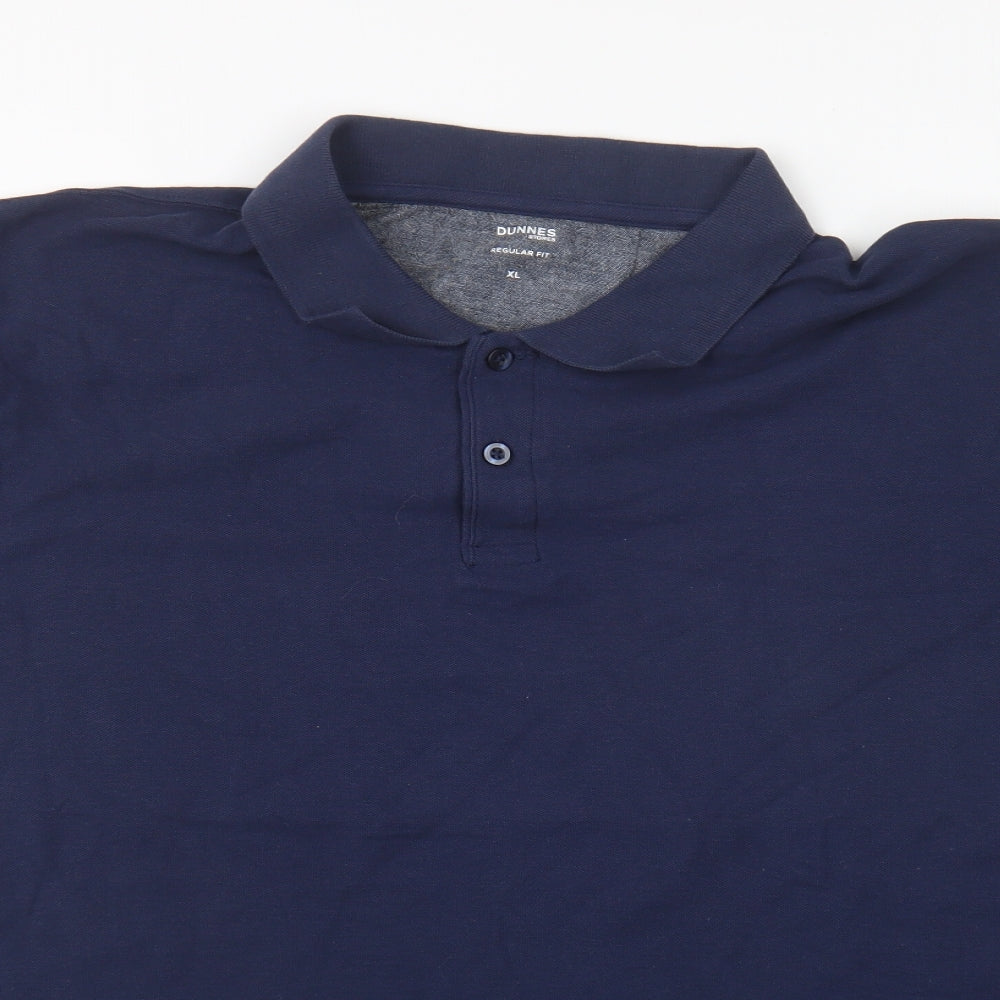 Dunnes Stores Mens Blue Cotton Polo Size XL Collared Button