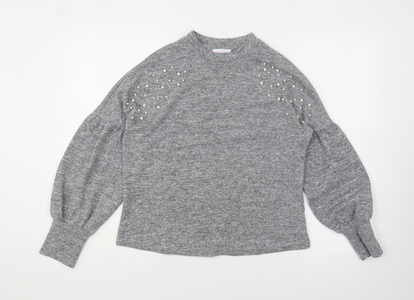 Savida Womens Grey Round Neck Polyester Pullover Jumper Size M