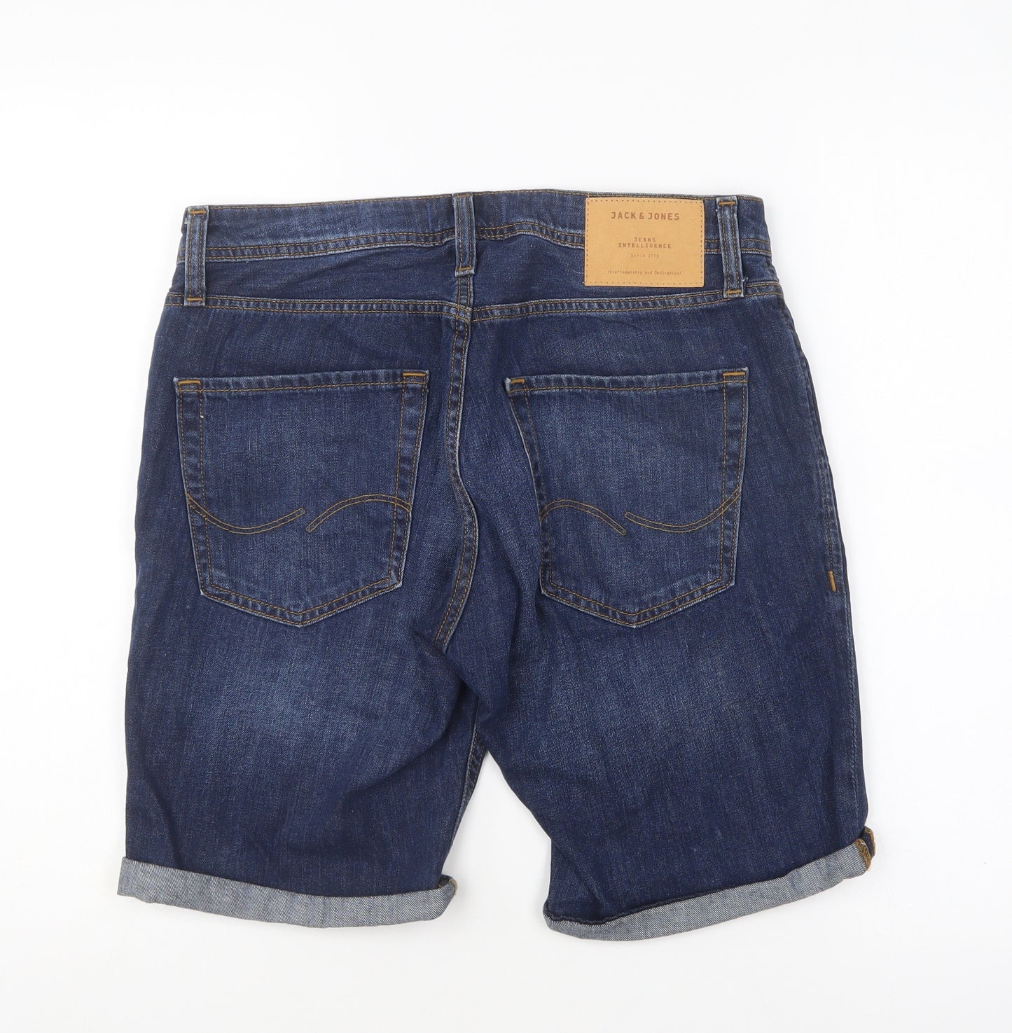 JACK & JONES Mens Blue Cotton Bermuda Shorts Size S L8 in Regular Button