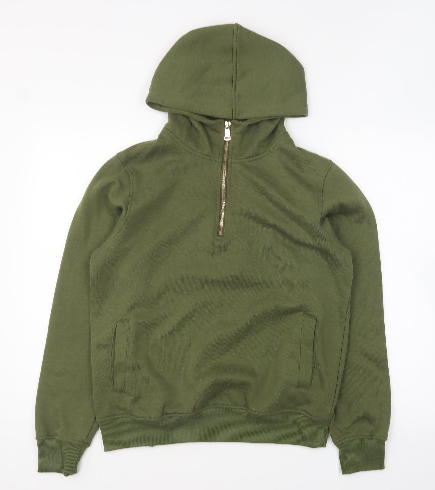 Hiscolumn Mens Green Polyester Pullover Hoodie Size S