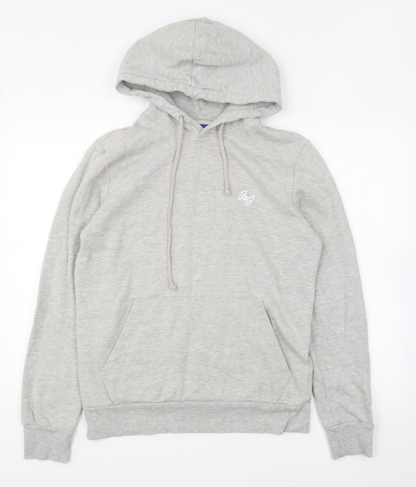 JACK & JONES Mens Grey Cotton Pullover Hoodie Size M