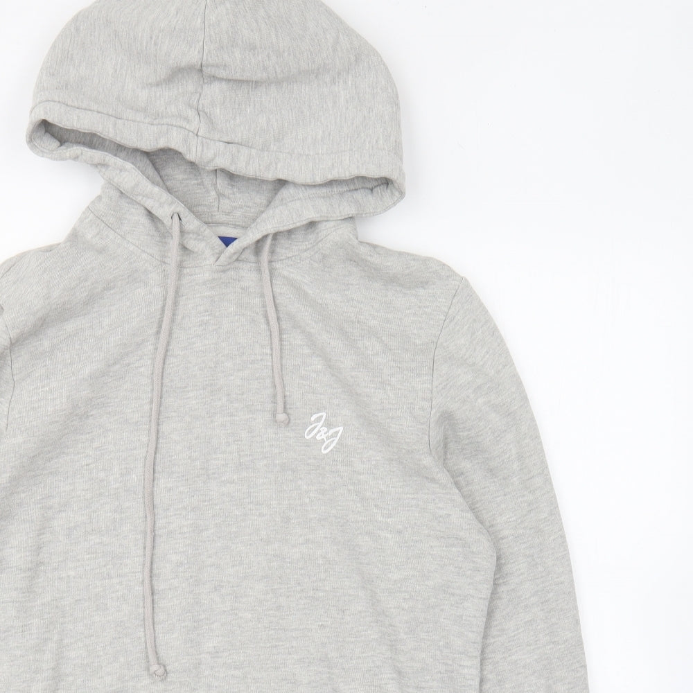 JACK & JONES Mens Grey Cotton Pullover Hoodie Size M
