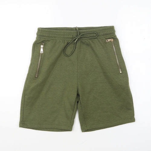 Preworn Mens Green Polyester Sweat Shorts Size S L8 in Regular Drawstring