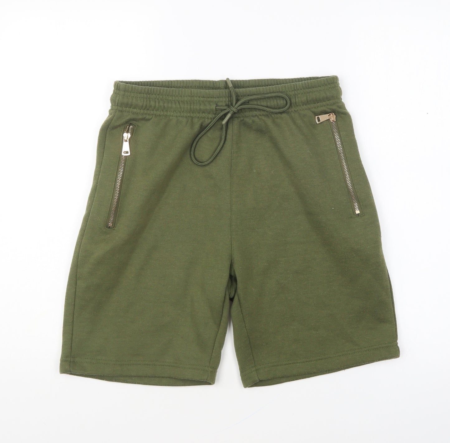Preworn Mens Green Polyester Sweat Shorts Size S L8 in Regular Drawstring
