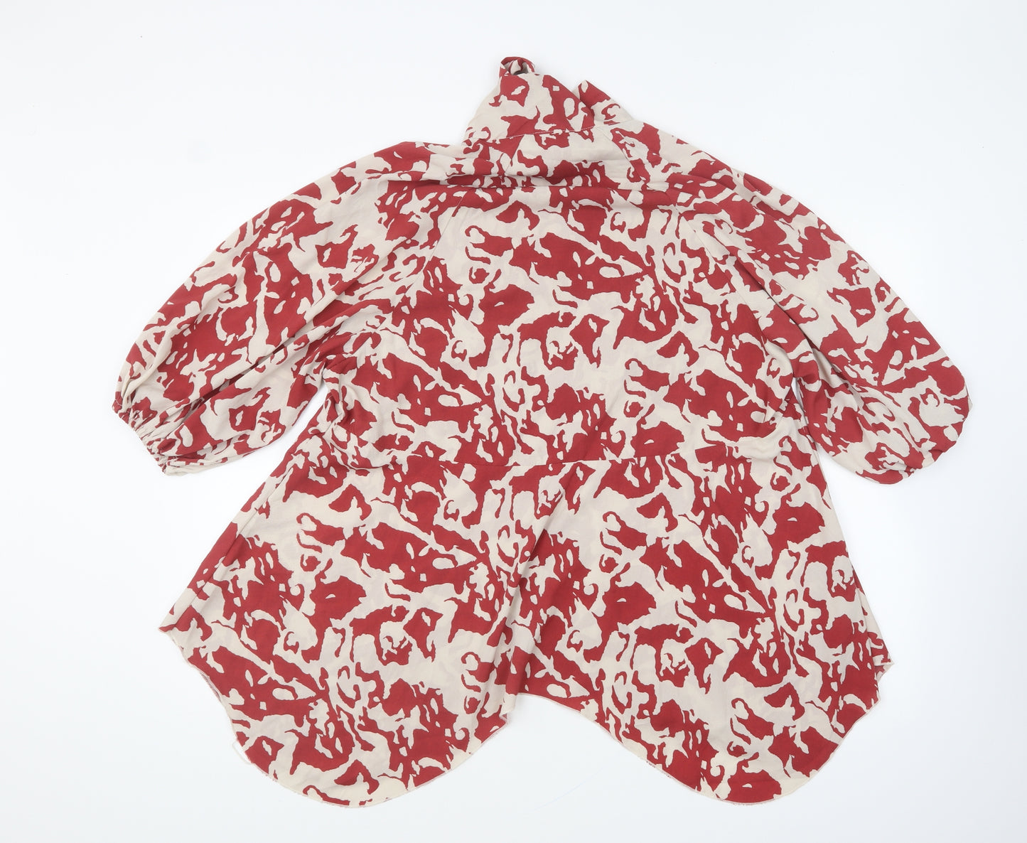 Gini London Womens Red Geometric Polyester Basic Blouse Size 12 High Neck