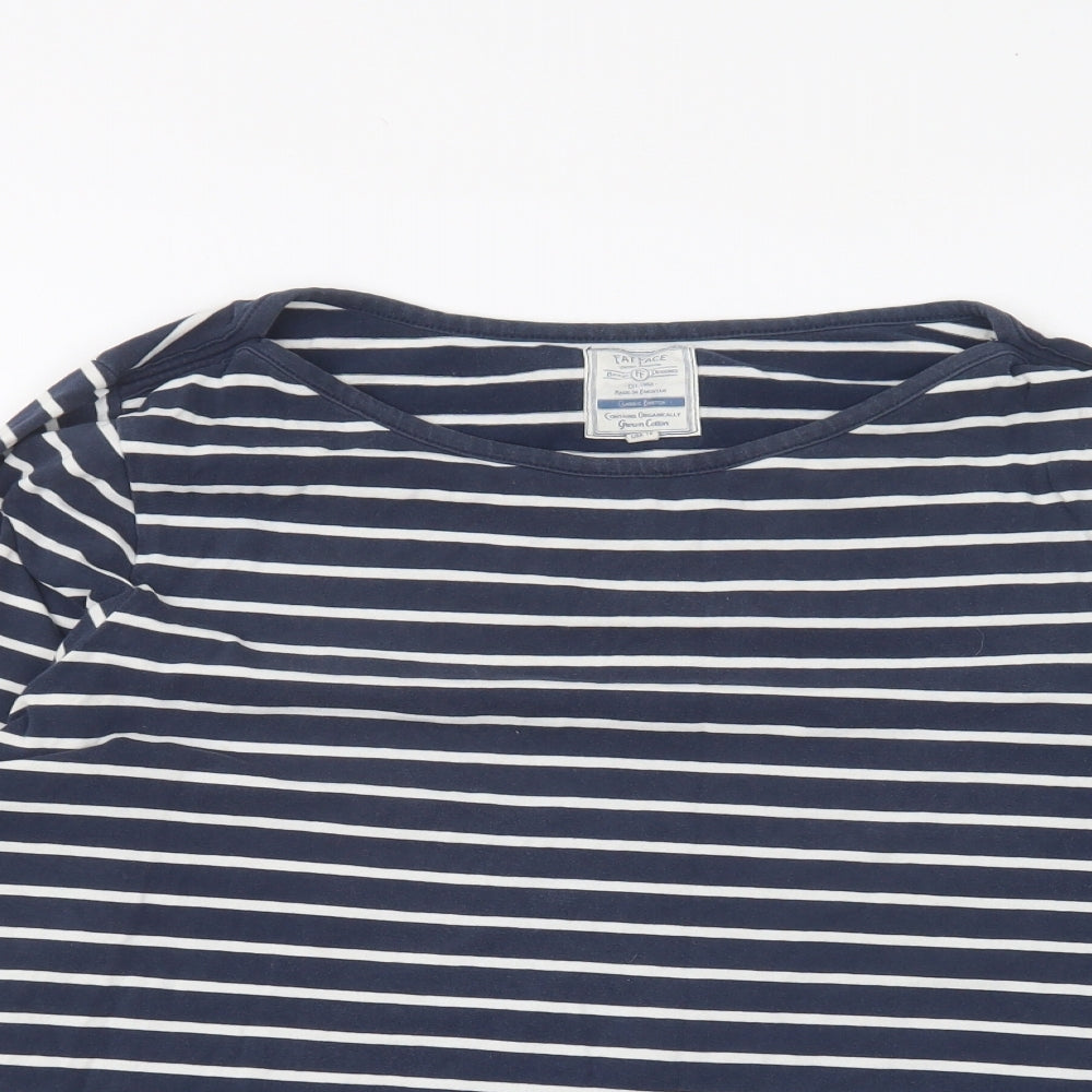 Fat Face Womens Blue Striped Cotton Basic T-Shirt Size 16 Round Neck