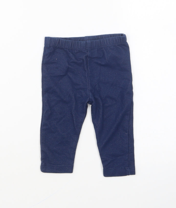 Nutmeg Girls Blue Cotton Jogger Leggings Size 3-6 Months Pullover
