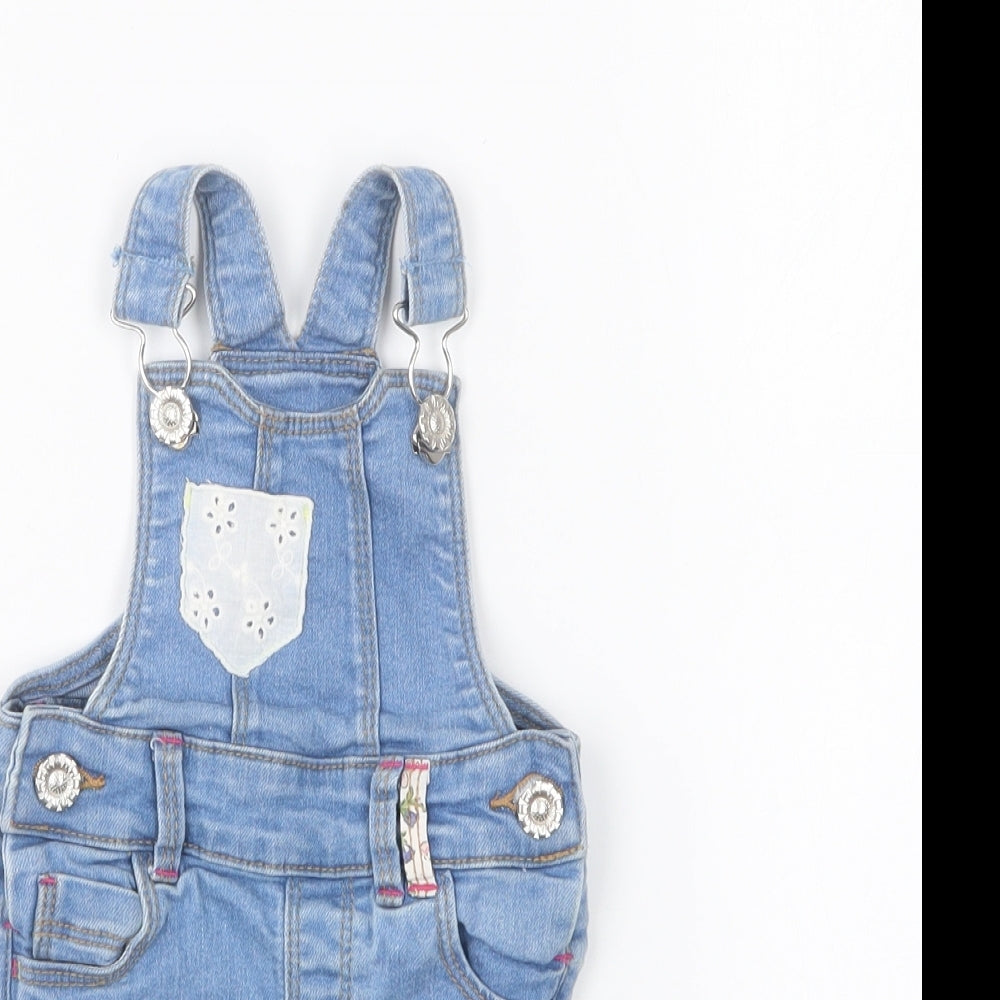 M&Co Girls Blue Cotton Dungaree One-Piece Size 3-6 Months Buckle