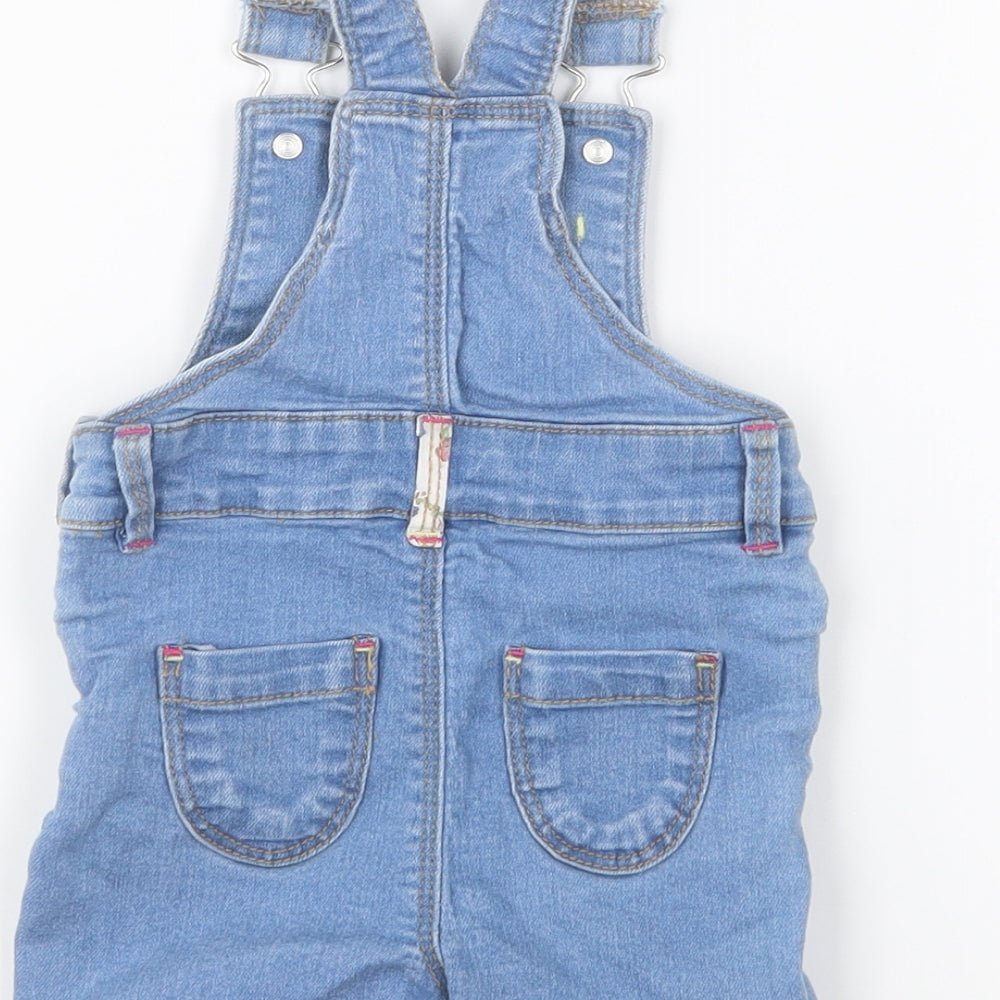 M&Co Girls Blue Cotton Dungaree One-Piece Size 3-6 Months Buckle