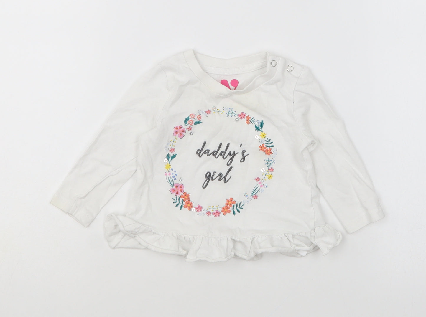 Very Girls White Cotton Basic T-Shirt Size 3-6 Months Round Neck Pullover - Daddy's Girl
