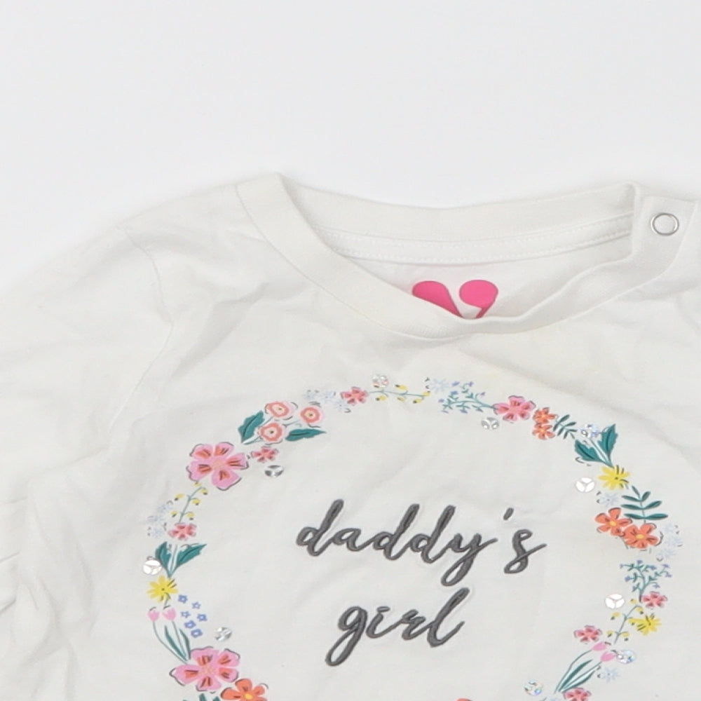 Very Girls White Cotton Basic T-Shirt Size 3-6 Months Round Neck Pullover - Daddy's Girl