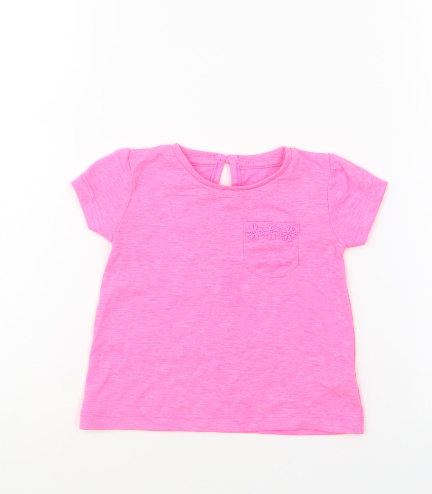 Dunnes Stores Girls Pink Polyester Basic T-Shirt Size 6-9 Months Round Neck Pullover