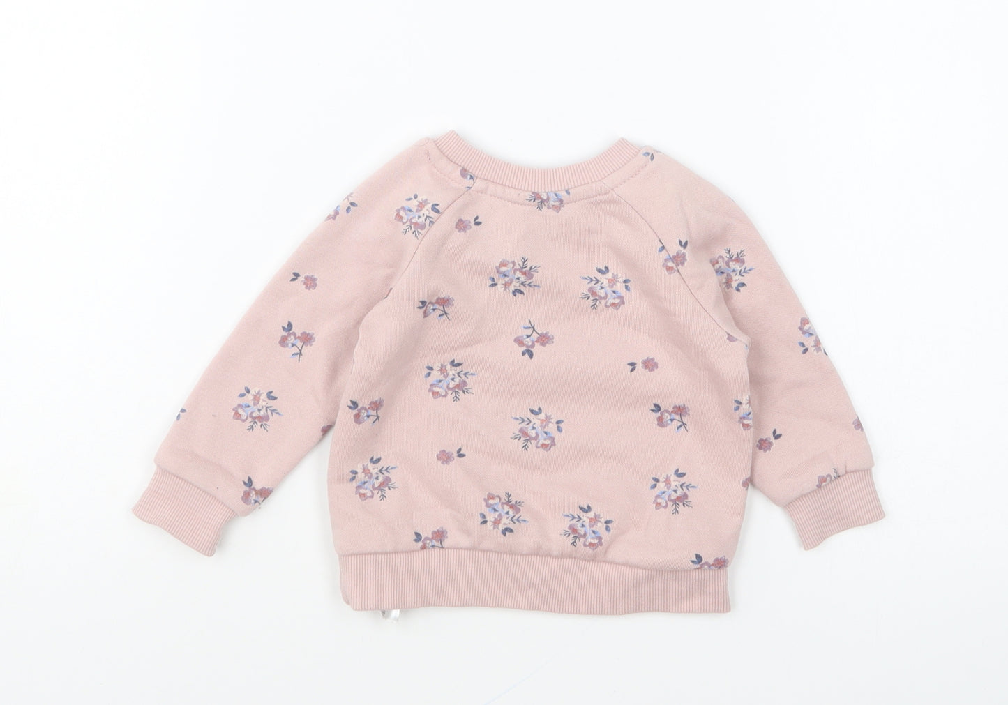 Nutmeg Girls Pink Floral Cotton Pullover Jumper Size 3-6 Months Pullover