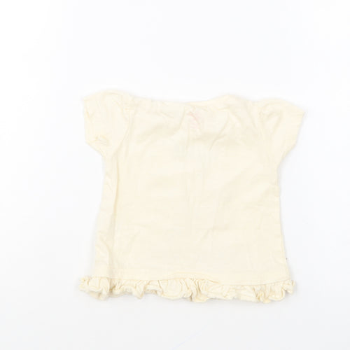 Studio Girls Yellow Cotton Basic T-Shirt Size 6-9 Months Round Neck Pullover - Happy Summer Days