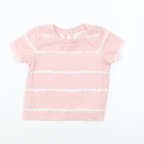 Matalan Girls Pink Striped Polyester Basic T-Shirt Size 3-6 Months Round Neck Pullover - Tie Dye