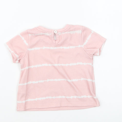Matalan Girls Pink Striped Polyester Basic T-Shirt Size 3-6 Months Round Neck Pullover - Tie Dye