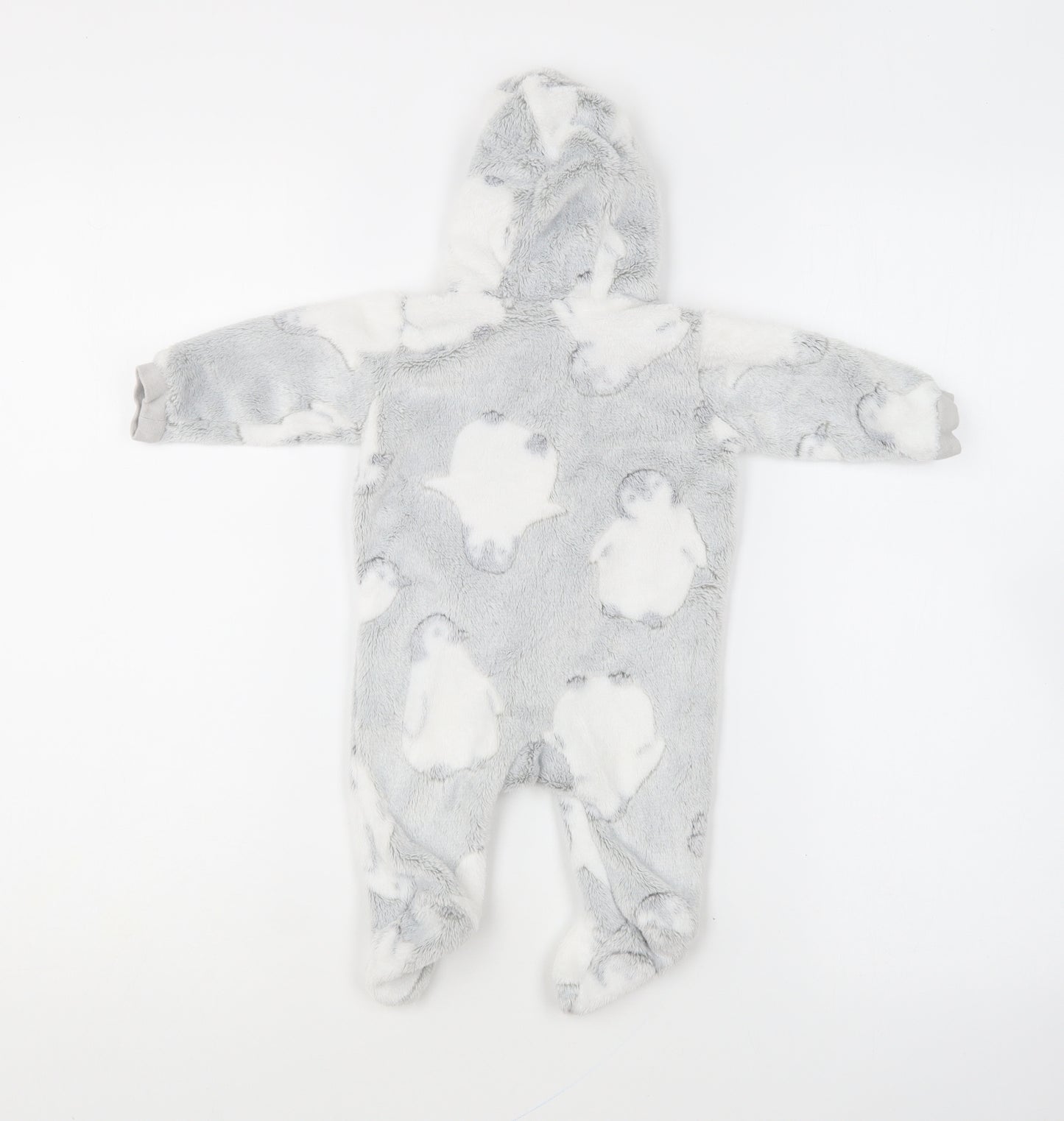 Matalan Baby Grey Geometric Polyester Robe One Piece Size 0-3 Months Zip - Penguin