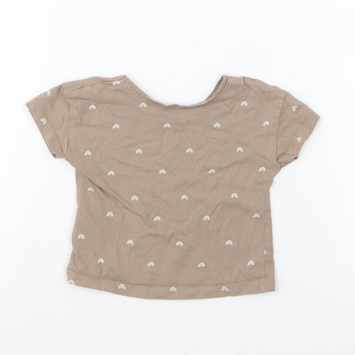 George Girls Brown Geometric Cotton Basic T-Shirt Size 3-6 Months Round Neck Pullover - Rainbow
