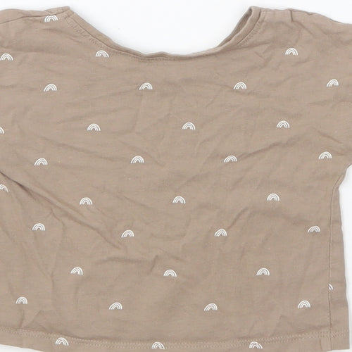 George Girls Brown Geometric Cotton Basic T-Shirt Size 3-6 Months Round Neck Pullover - Rainbow