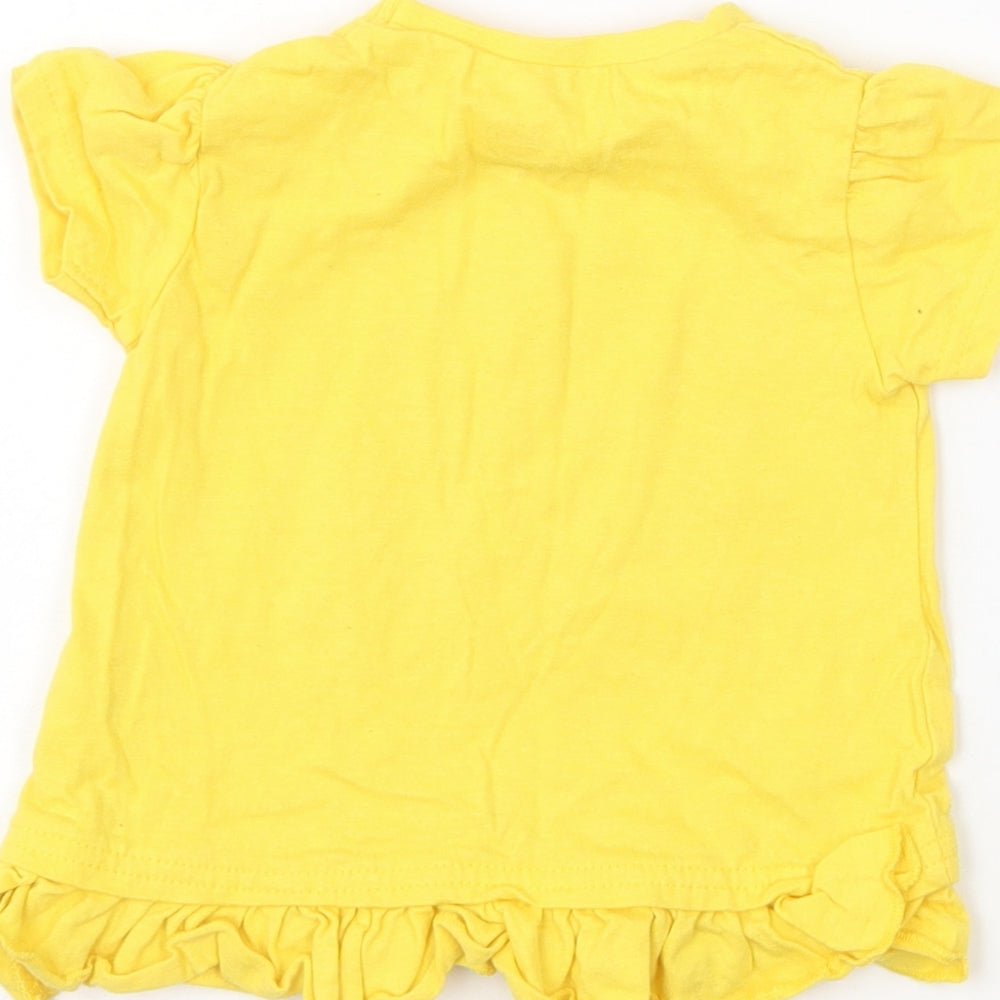 Studio Girls Yellow Cotton Basic T-Shirt Size 6-9 Months Round Neck Pullover - Daddy's Bestie