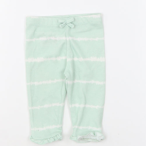 Matalan Girls Green Striped Polyester Jogger Leggings Size 3-6 Months Pullover
