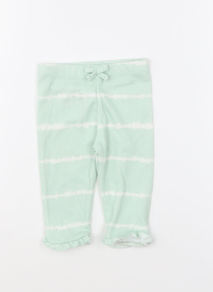 Matalan Girls Green Striped Polyester Jogger Leggings Size 3-6 Months Pullover