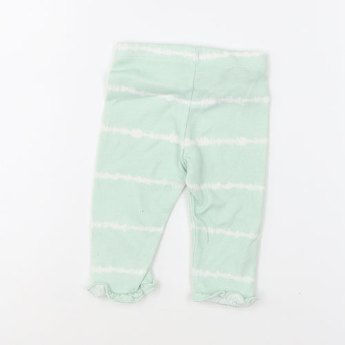 Matalan Girls Green Striped Polyester Jogger Leggings Size 3-6 Months Pullover