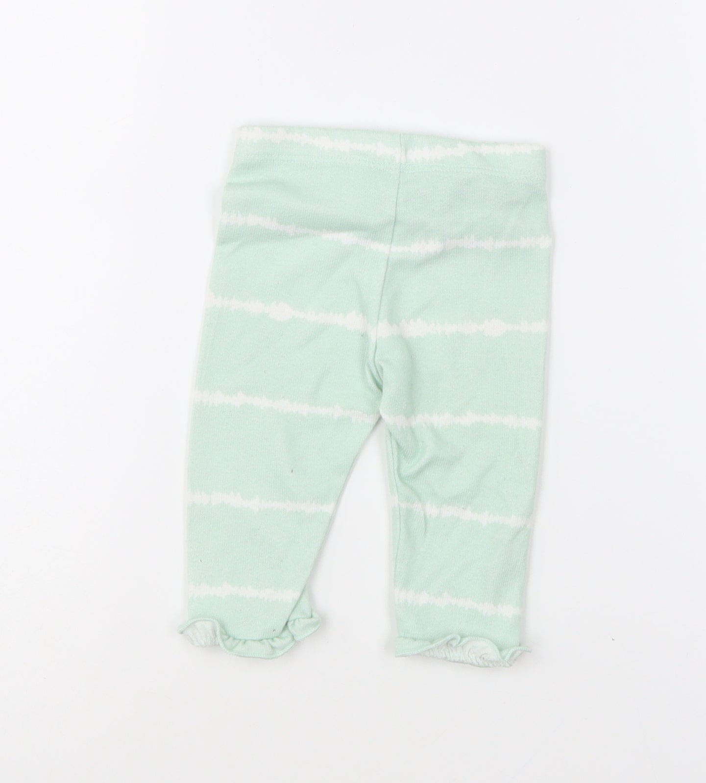 Matalan Girls Green Striped Polyester Jogger Leggings Size 3-6 Months Pullover