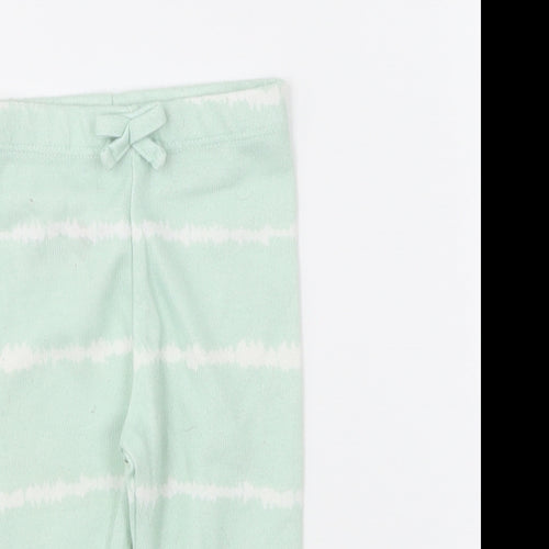 Matalan Girls Green Striped Polyester Jogger Leggings Size 3-6 Months Pullover