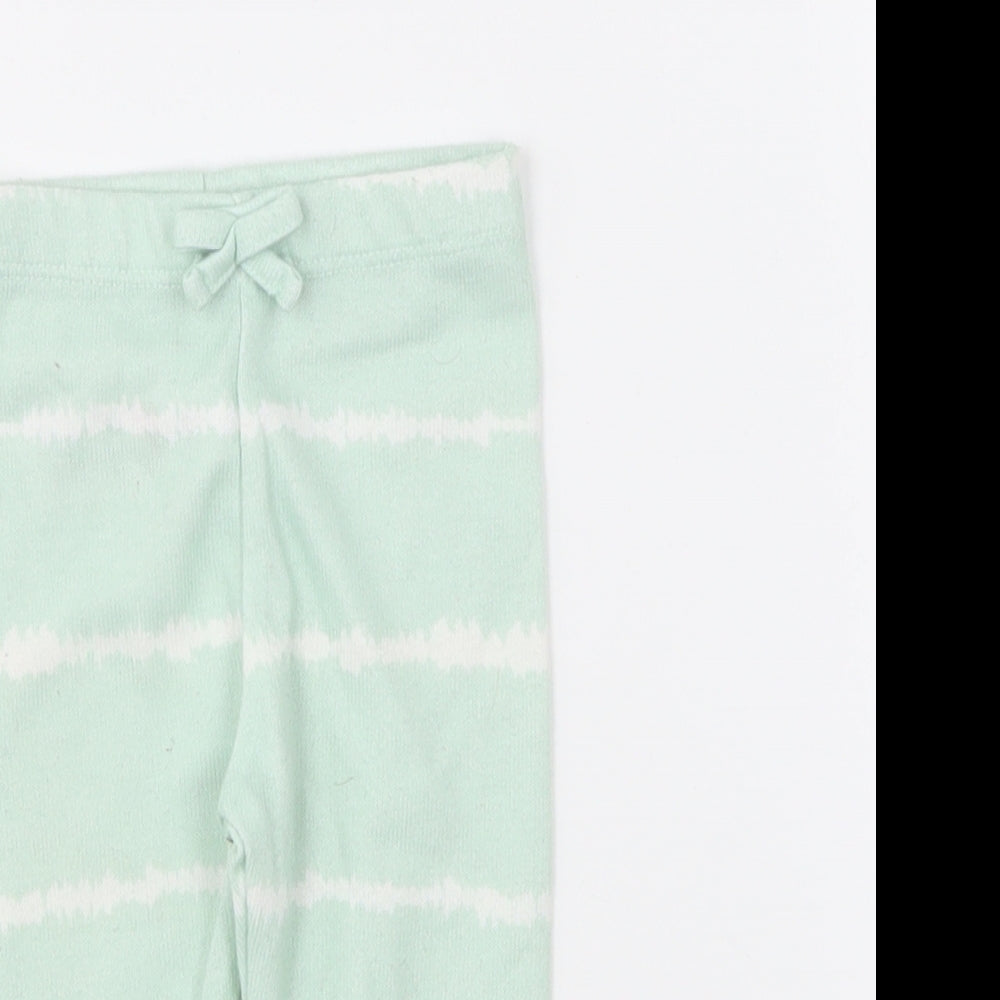Matalan Girls Green Striped Polyester Jogger Leggings Size 3-6 Months Pullover